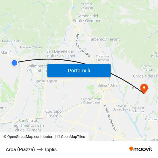 Arba (Piazza) to Ipplis map