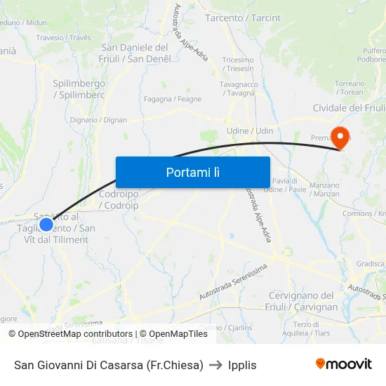 San Giovanni Di Casarsa (Fr.Chiesa) to Ipplis map