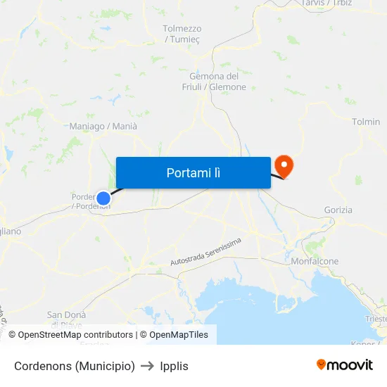 Cordenons (Municipio) to Ipplis map