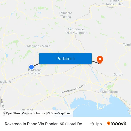 Roveredo In Piano Via Pionieri 60 (Hotel De Rosa) to Ipplis map