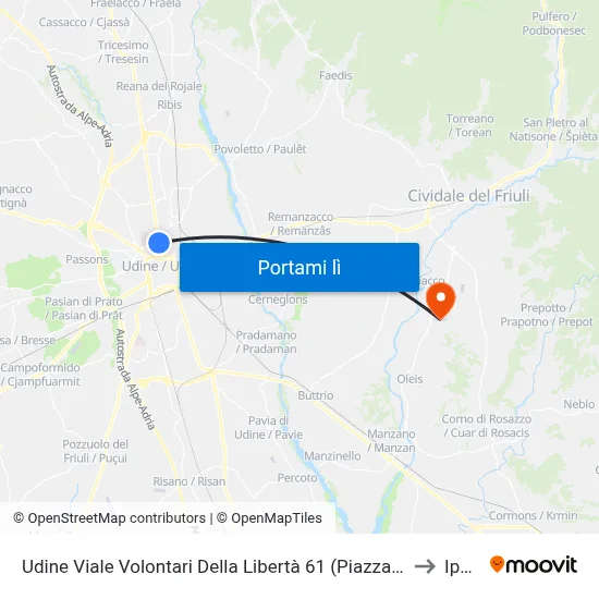 Udine Viale Volontari Della Libertà 61 (Piazzale Chiavris) to Ipplis map