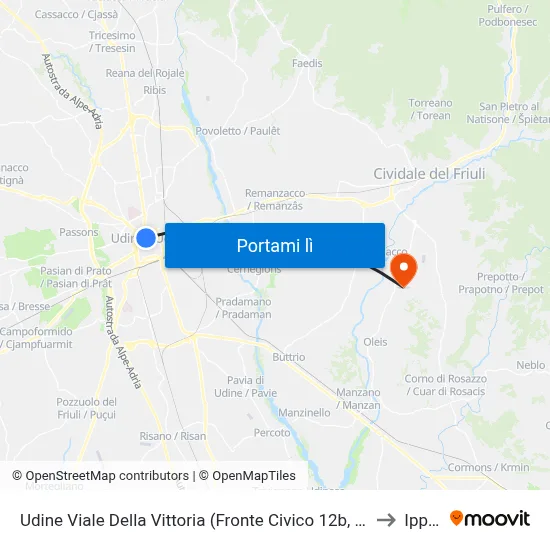 Udine Viale Della Vittoria (Fronte Civico 12b, Sello) to Ipplis map