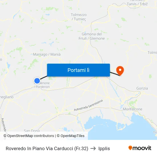 Roveredo In Piano Via Carducci (Fr.32) to Ipplis map