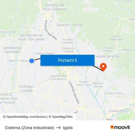 Cisterna (Zona Industriale) to Ipplis map