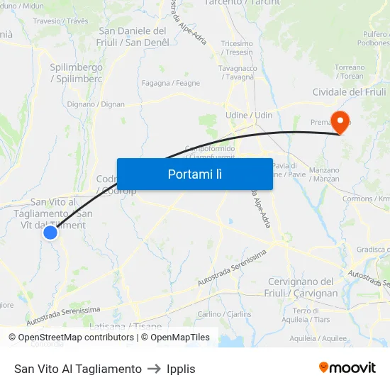 San Vito Al Tagliamento to Ipplis map