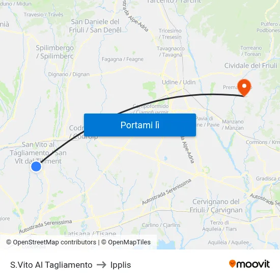 S.Vito Al Tagliamento to Ipplis map