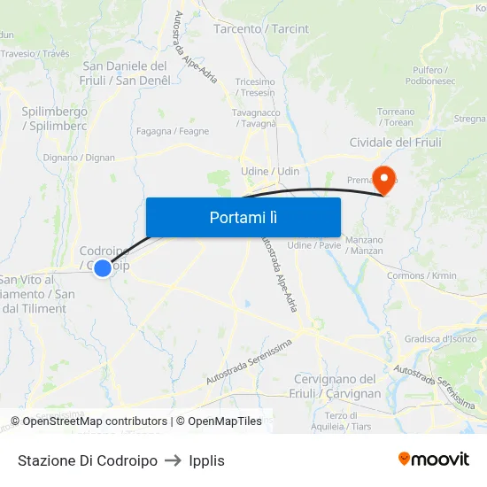 Stazione Di Codroipo to Ipplis map