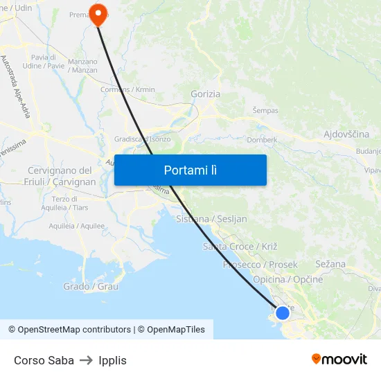 Corso Saba to Ipplis map