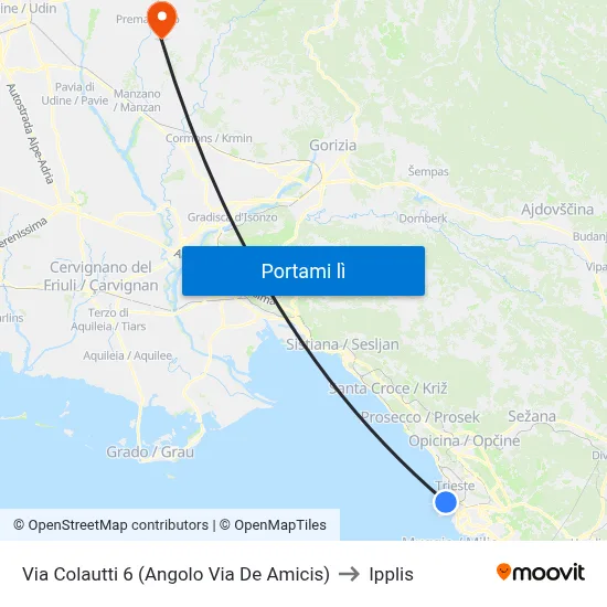 Via Colautti 6 (Angolo Via De Amicis) to Ipplis map
