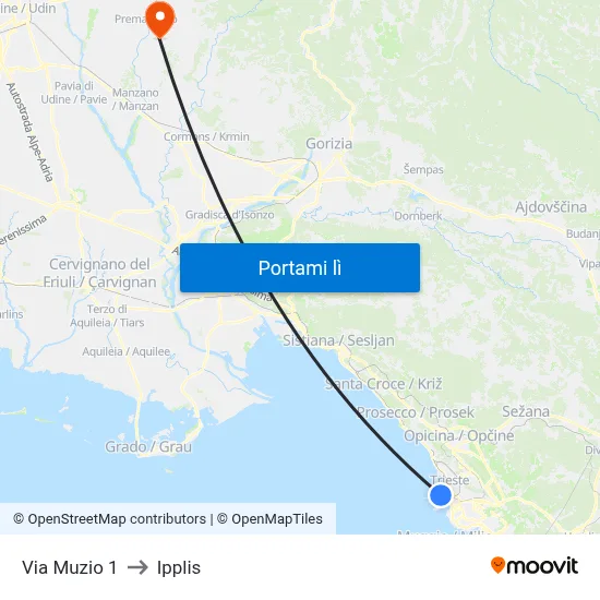 Via Muzio 1 to Ipplis map