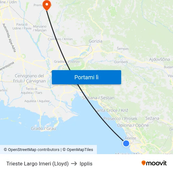 Trieste Largo Irneri (Lloyd) to Ipplis map