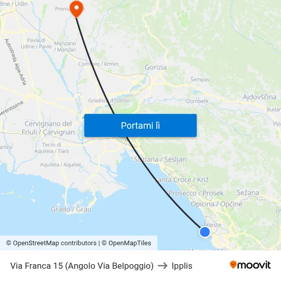 Via Franca 15 (Angolo Via Belpoggio) to Ipplis map