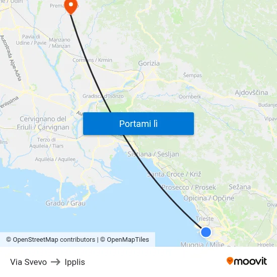 Via Svevo to Ipplis map