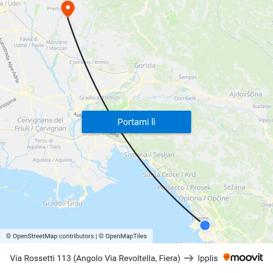 Via Rossetti 113 (Angolo Via Revoltella, Fiera) to Ipplis map