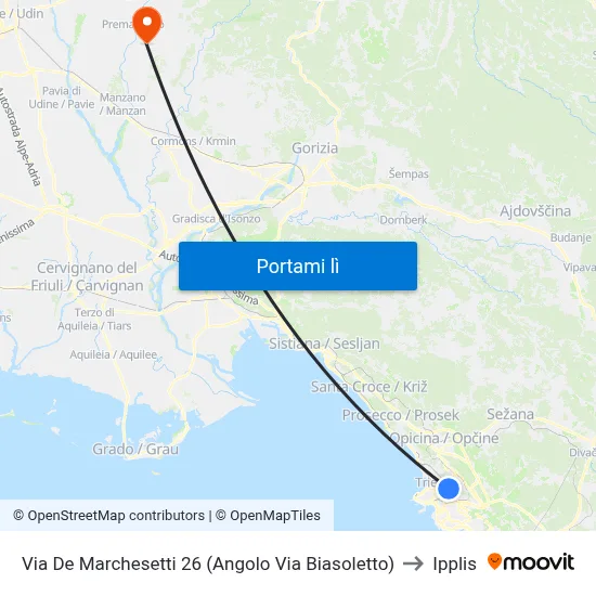 Via De Marchesetti 26 (Angolo Via Biasoletto) to Ipplis map