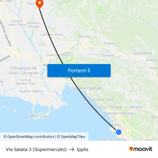 Via Salata 3 (Supermercato) to Ipplis map