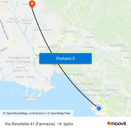 Via Revoltella 41 (Farmacia) to Ipplis map