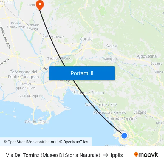 Via Dei Tominz (Museo Di Storia Naturale) to Ipplis map