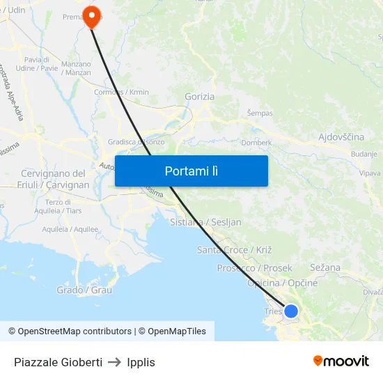 Piazzale Gioberti to Ipplis map