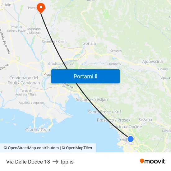 Via Delle Docce 18 to Ipplis map