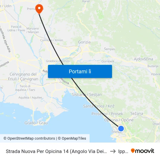 Strada Nuova Per Opicina 14 (Angolo Via Dei Baiardi) to Ipplis map