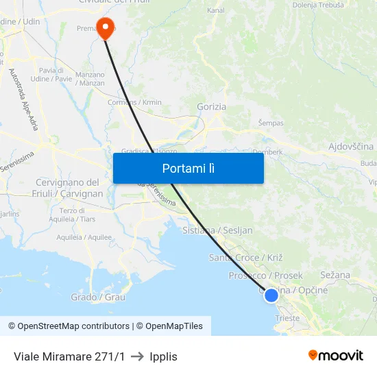 Viale Miramare 271/1 to Ipplis map