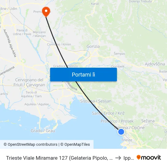 Trieste Viale Miramare 127 (Gelateria Pipolo, Barcola) to Ipplis map