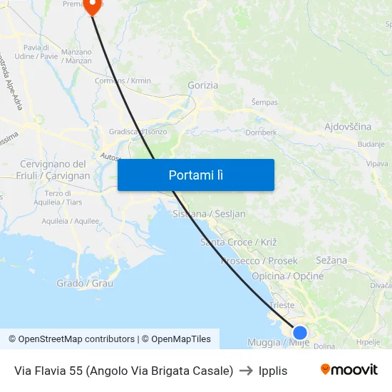 Via Flavia 55 (Angolo Via Brigata Casale) to Ipplis map