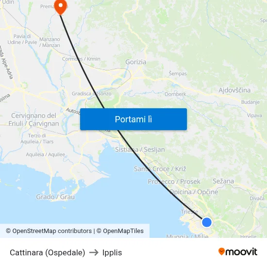 Cattinara (Ospedale) to Ipplis map