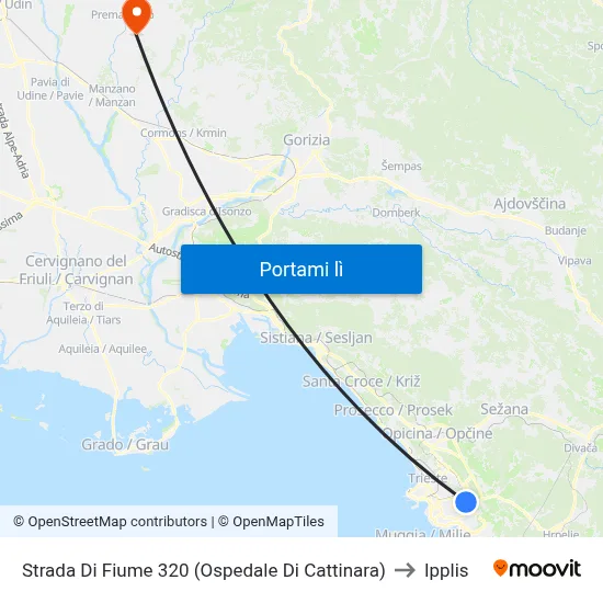 Strada Di Fiume 320 (Ospedale Di Cattinara) to Ipplis map