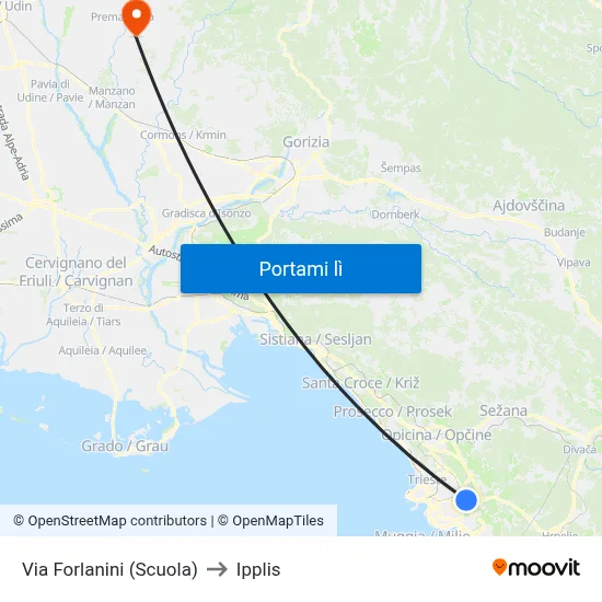 Via Forlanini (Scuola) to Ipplis map