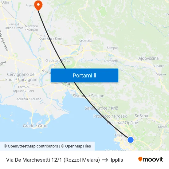 Via De Marchesetti 12/1 (Rozzol Melara) to Ipplis map