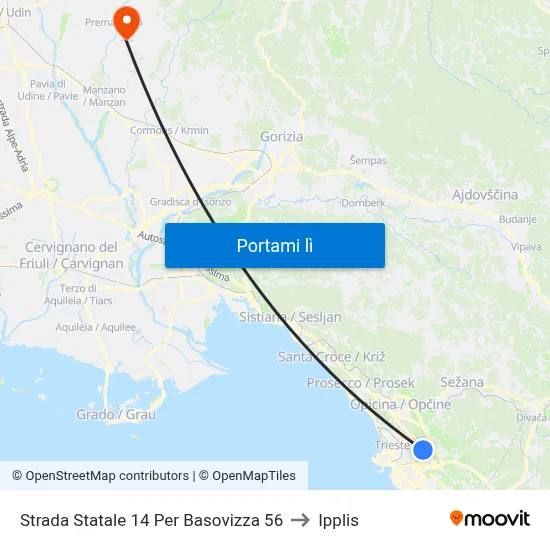 Strada Statale 14 Per Basovizza 56 to Ipplis map