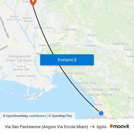 Via San Pantaleone (Angolo Via Ercole Miani) to Ipplis map