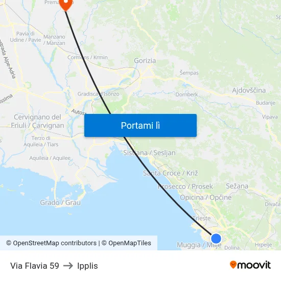 Via Flavia 59 to Ipplis map