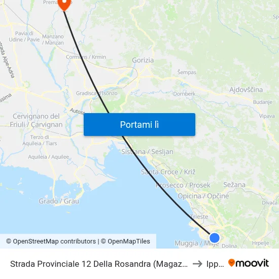 Strada Provinciale 12 Della Rosandra (Magazzino Obi) to Ipplis map