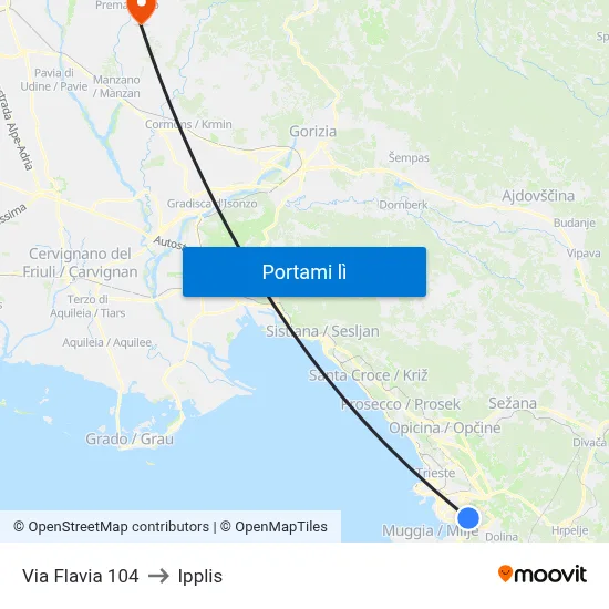 Via Flavia 104 to Ipplis map