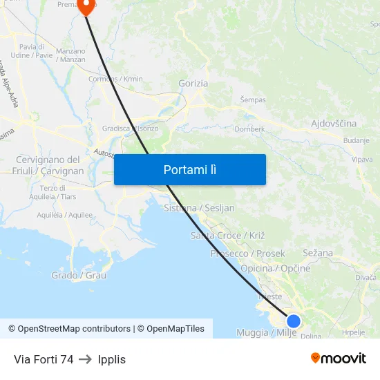 Via Forti 74 to Ipplis map