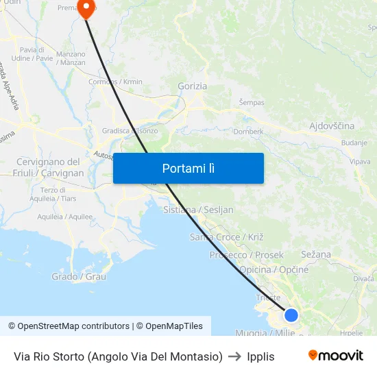 Via Rio Storto (Angolo Via Del Montasio) to Ipplis map