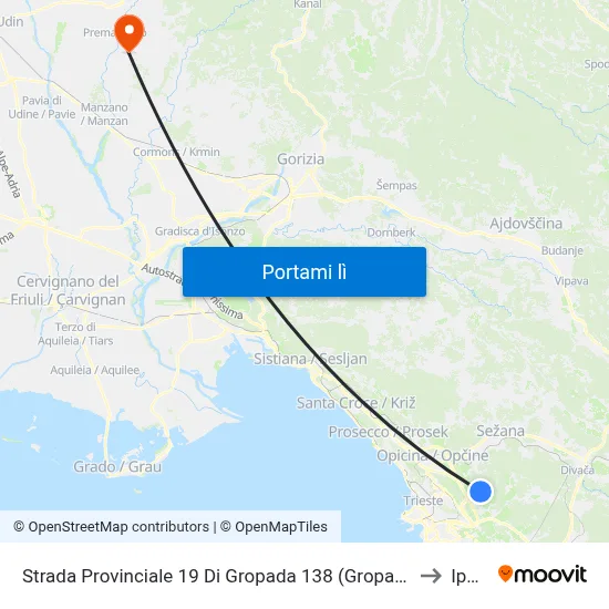 Strada Provinciale 19 Di Gropada 138 (Gropada Paese) to Ipplis map