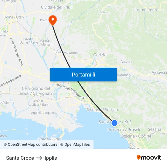 Santa Croce to Ipplis map