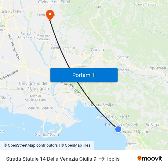 Strada Statale 14 Della Venezia Giulia 9 to Ipplis map