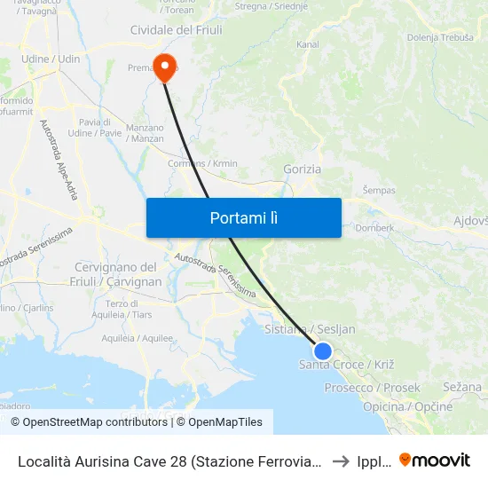 Località Aurisina Cave 28 (Stazione Ferroviaria) to Ipplis map