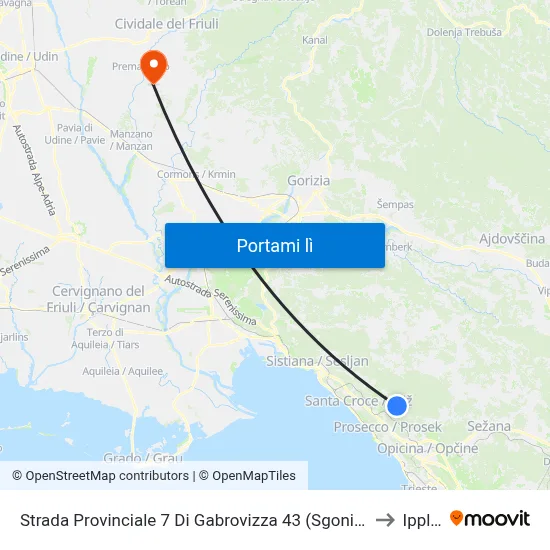 Strada Provinciale 7 Di Gabrovizza 43 (Sgonico) to Ipplis map