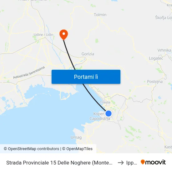 Strada Provinciale 15 Delle Noghere (Montedoro) to Ipplis map