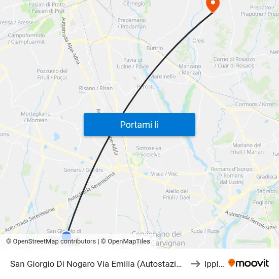 San Giorgio Di Nogaro Via Emilia (Autostazione) to Ipplis map