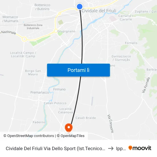 Cividale Del Friuli Via Dello Sport (Ist.Tecnico Agrario) to Ipplis map