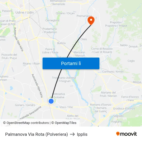 Palmanova Via Rota (Polveriera) to Ipplis map