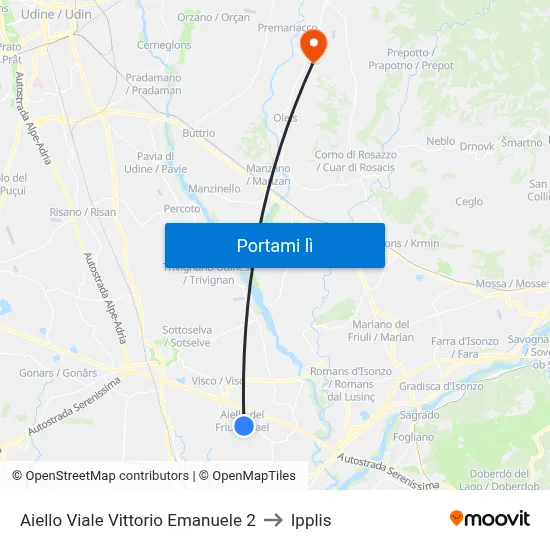 Aiello Viale Vittorio Emanuele 2 to Ipplis map