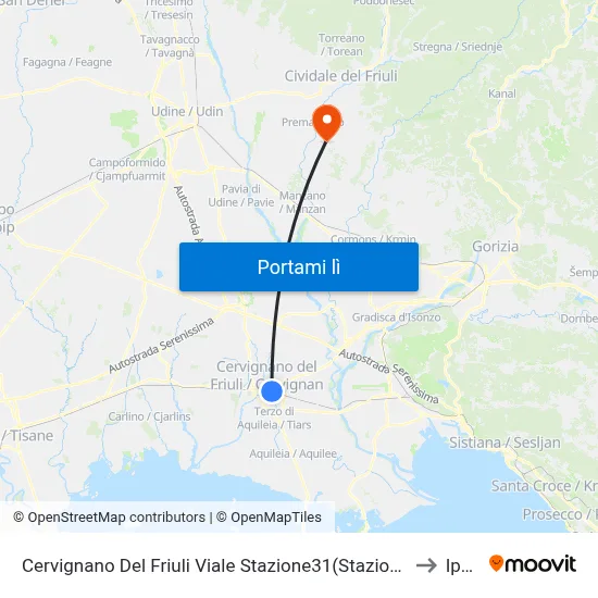 Cervignano Del Friuli Viale Stazione31(Stazione Ferroviaria) to Ipplis map